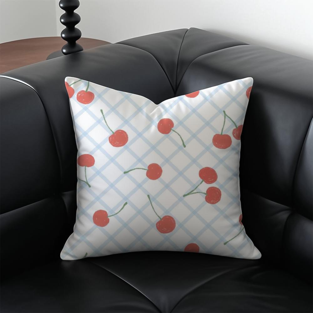 Cherrypatterned floral print Cushion Cover Pillow Case Antidustmite Invisible zipper silky plush cushion