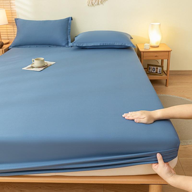 Solid Color Brushed Fitted Bed Sheet Set Soft Comfortable Non Slip Mattress Protector Cover for Single Double Cotton Fitted Sheet Soild Color