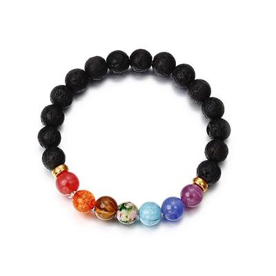 European & American Fashion Volcanic Stone Crown Beaded Bracelet: Colorful Yoga Buddhist Hand Jewelry