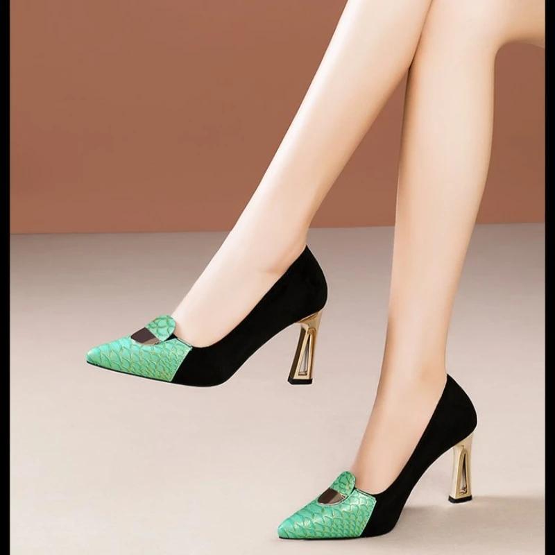 

Fashion luxury Lady Autumn Summer Comfort Pumps Pointed Heels Women Classic Navy Blue Crystal High Heel Shoes Mulheres De Salto Alto 34