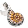 Ammonite Fossil Gemstone 925 Sterling Silver Jewelry Pendant 1.85"