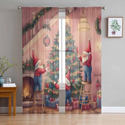 Jul Vinter Dvärg Gardiner För Vardagsrum Sovrum Heminredning Fönster Voile Tyll Gardin Draperier