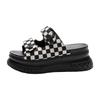Heelless Cool Slippers Women's New Products In Summer 2025, Platform Muffin Sandals, Fashionable Versatile Checkerboard Sandals Women