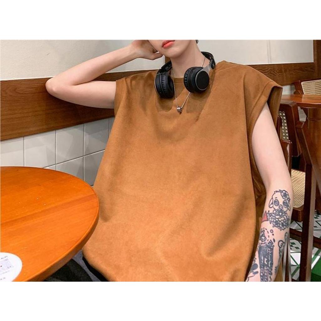 Buckskin Vest Men's Summer New American Retro Loose Trendy Brand Casual Sports Sleeveless Waistcoat T-sleeve