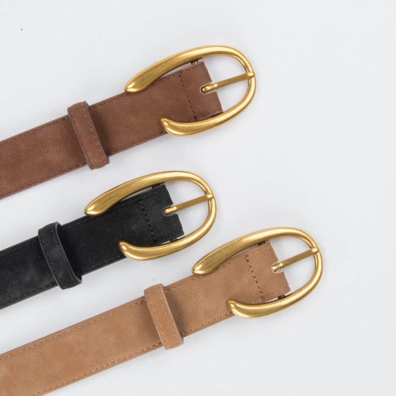 Reverse Velvet Matte Genuine Leather Women's Belt Cowhide Retro Women's High-end Style with Casual Pants Jeans Women's Belt