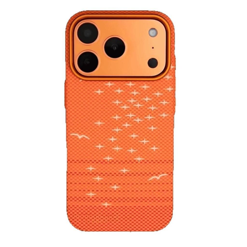 iPhone 17 Pro Max Kevlar-Style Magnetic Phone Case with Metal Frame and Carbon Fiber Pattern