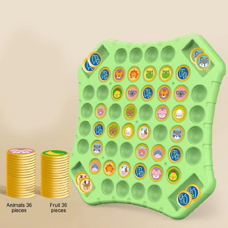 Multiplayer Animal/Fruit Theme Board Game Toy for Kids with Flip Chess for Family Gathering Classroom Activity Supply