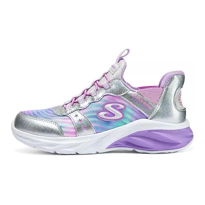 Skechers Амортизирующие Прочные Низкие Повседневные Кроссовки Детские Кроссовки Серебристо-Фиолетовые 303592L-SMLT 27.5