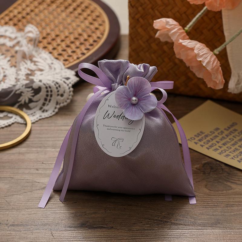 

10pc Elegant Silk Favor Bags – Wedding Party Favors Candy Gift Pouches 15x15cm