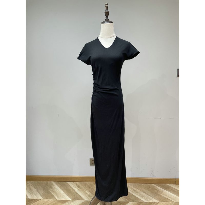 Fall 2024 New Arrival Big Female Owner Minimalist Socialite Style Black Dress Waist-Tight Elegant Little Black Dress