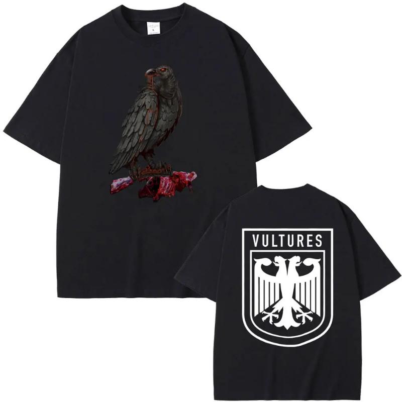 Fashion Rapper Kanye West Vultures New Music Album Graphic T Shirts Men Women Hip Hop Summer T-shirts Male 100% Cotton Tshirt
