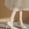 New Korean Version with Skirt Versatile Wedding High Heels Lady Elegant Beaded Stiletto Bridesmaid Shoes