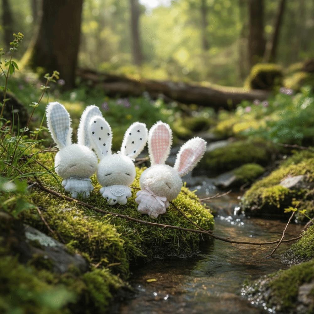 Soft Stuffed Rabbit Doll Pendant Long Ear Stuffed Bag Charm Cartoon Backpack Pendant Backpack