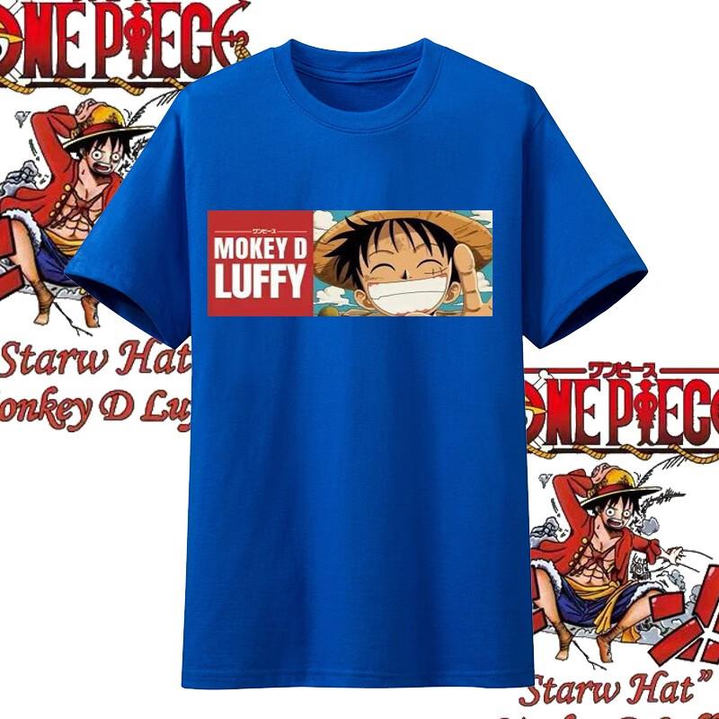 One Piece Anime Straw Hat Member Printing Oversized Cotton Tshirt Men and Women Comfortable Y2K Childrens Clothing Summer Tees