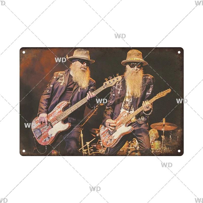 Tin Sign ZZ TOP Rock N Roll Poster Decorative Plaque Metal Signs Retro Vintagge Wall Plate For Home Club Pub Gift Wall Decor