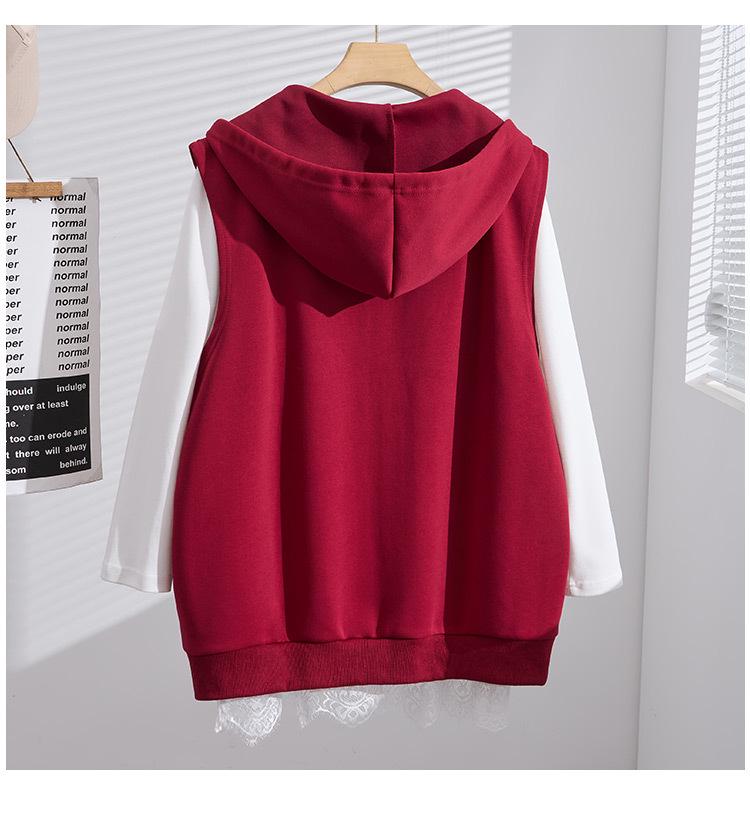 Autumn New Plus Size Hooded Korean Style Slimming Loose Casual Vest Jacket S5660