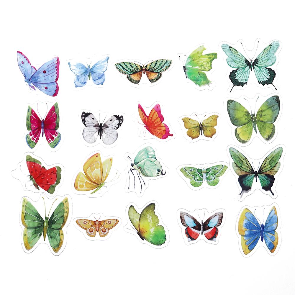 40Pcs/Bag Colorful Butterfly Stickers PET Transparent Decorative Epoxy Resin Fillings for DIY Epoxy Resin Crafts Book Decor