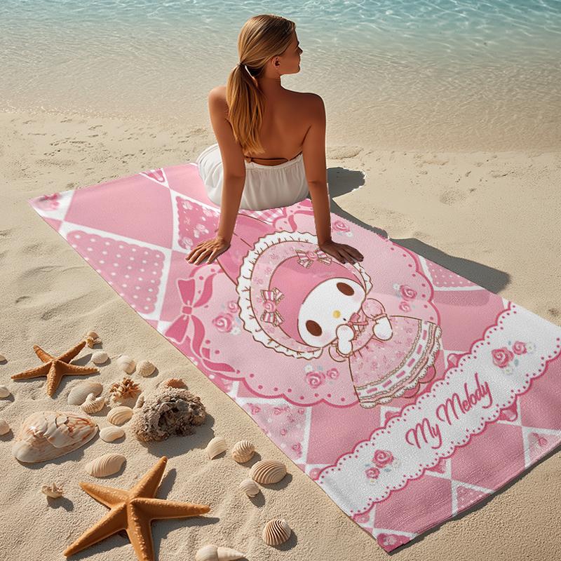 Proof Beach Towel with a Sanrio My Melody2 Pattern - Soft,absorbent,quick-drying,machine Washable - Perfect for Swimming,camping,bathing
