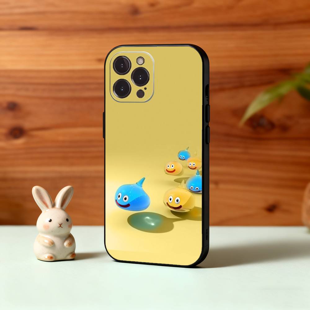 

1PC Cute Bouncy D-Dragon S-slimes Phone Case For iPhone17,16,15,14,13,12Plus,Pro Max,XS,5G Soft Silicone Black Cover iPhone14