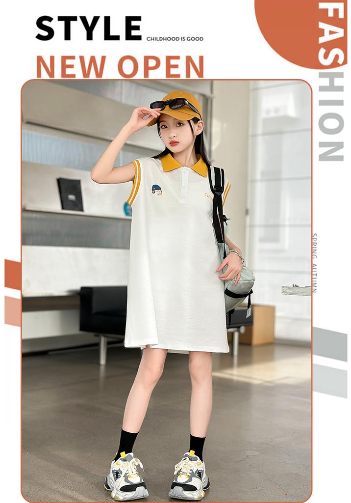 Girls' Summer Dress, New Style, Girls' Summer Dopamine Outfit, Girls' Summer Dress, POLO Skirt, Thin Version