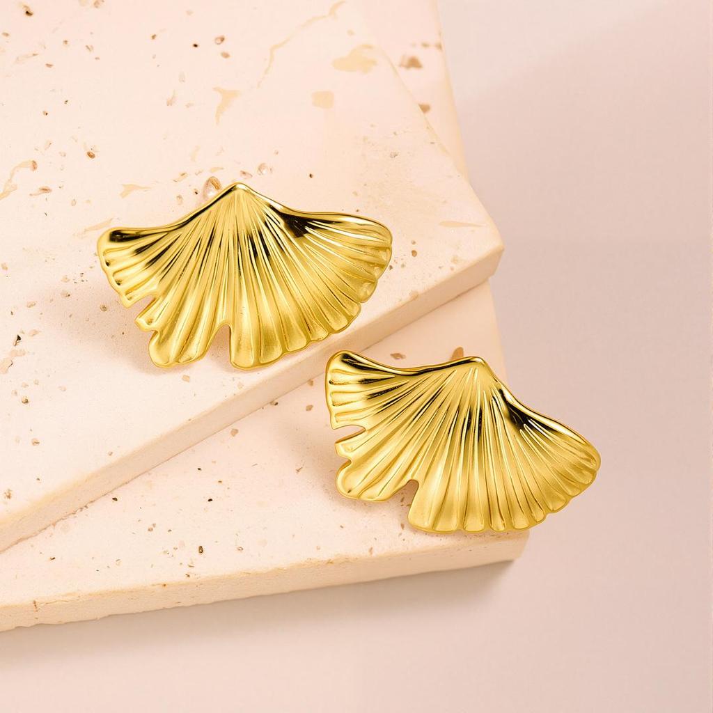 Geometric Irregular 18k Gold Titanium Steel Earrings for Women