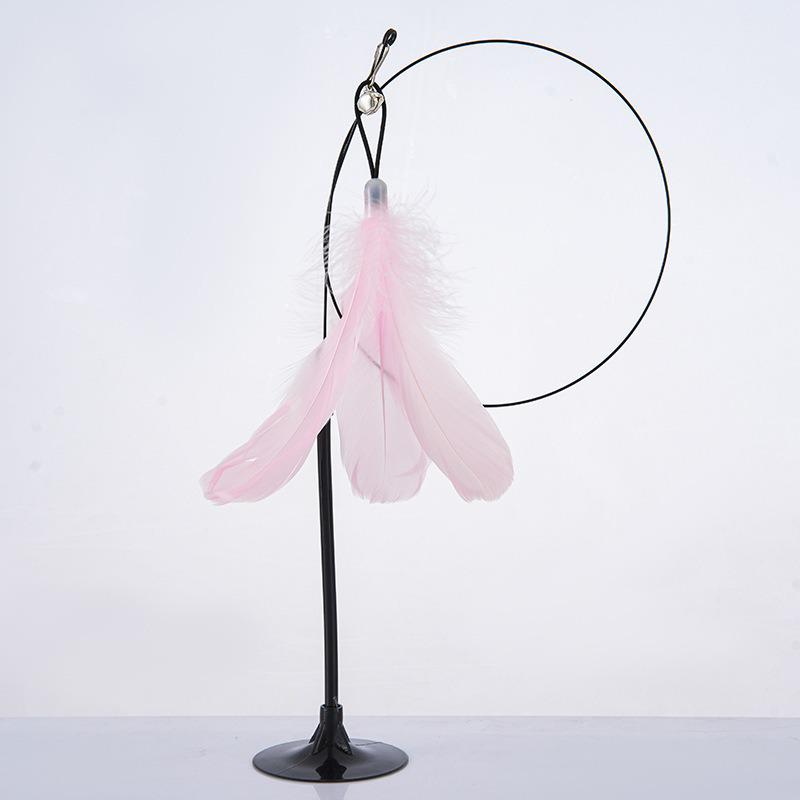 Cat Teaser Stick with Bell, Bite-Resistant Feather, Suction Cup, Self-Entertainment Toy