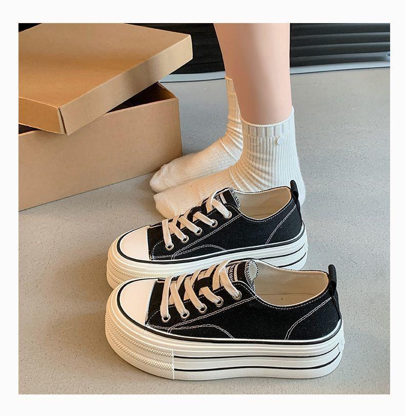 Platform canvas shoes women's spring new small casual sports board shoes versatile muffin white shoes