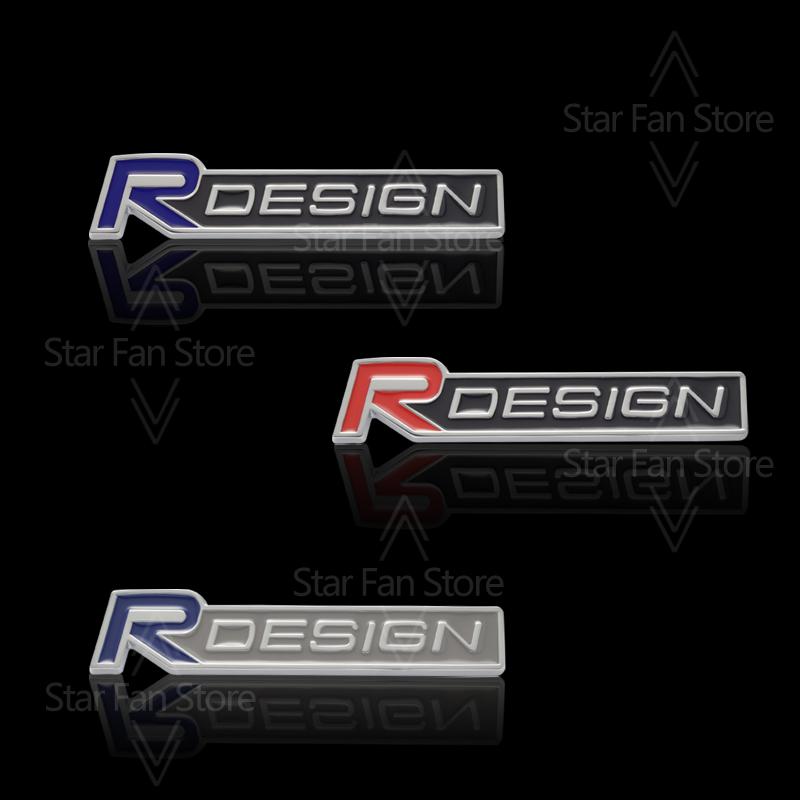 Metal R Design Grille Badge 3D Stickers Car Trunk Body Emblem Decal Car Styling For Volvo S40 S60 S80 V60 XC40 XC60 XC90 V40 AWD