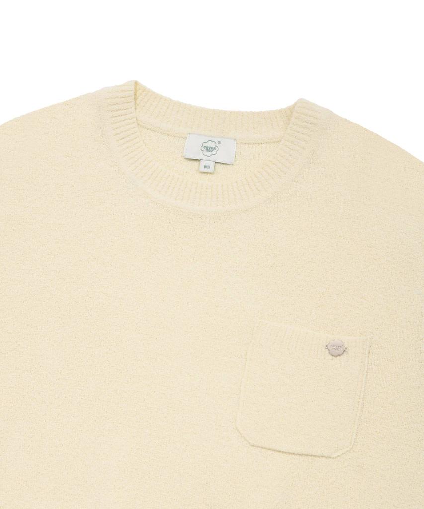 COVERNAT WOMAN Round Boucle Short Sleeve Knit Ivory
