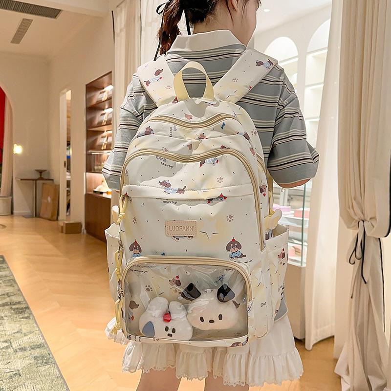 New high-value backpack female cute transparent dachshund dog backpack large-capacity casual schoolbag female