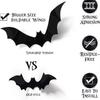 72pcs 3D Black PVC Bat Wall Stickers Halloween Decorations Scary Party Props DIY Home Bar Room Decoration for Spooky Halloween Night