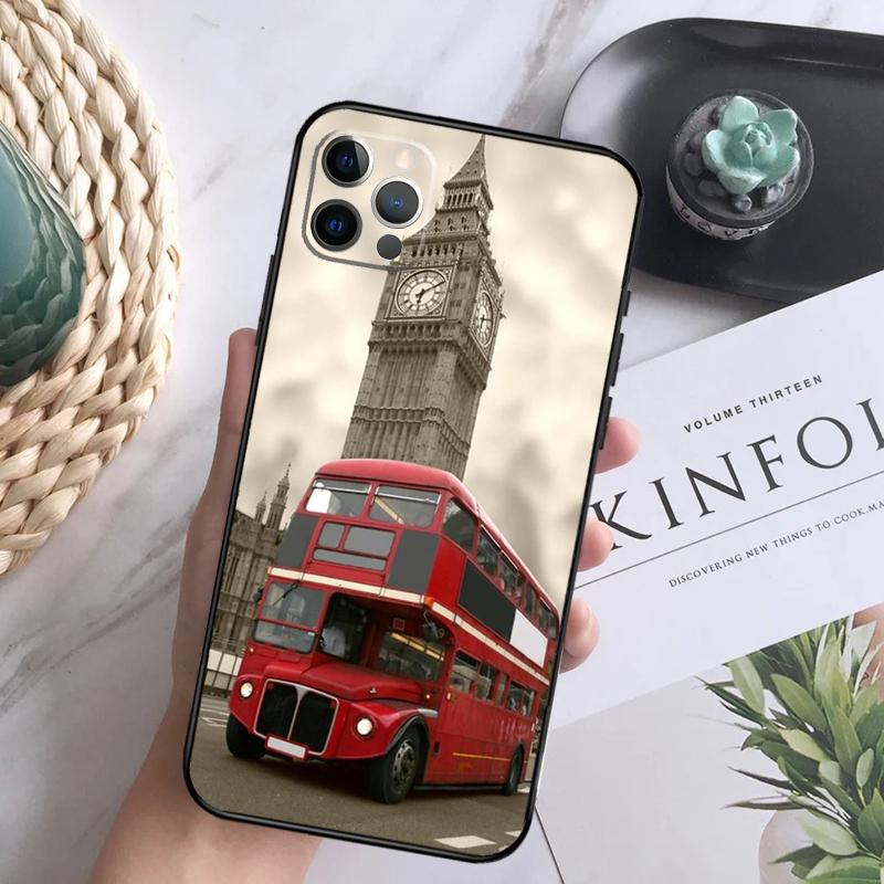 London Red Bus Big Ben Phone Case For iPhone 16 Pro 11 12 13 14 15 Pro Max Mini XS X XR 7 8 16 Plus Cover Coque