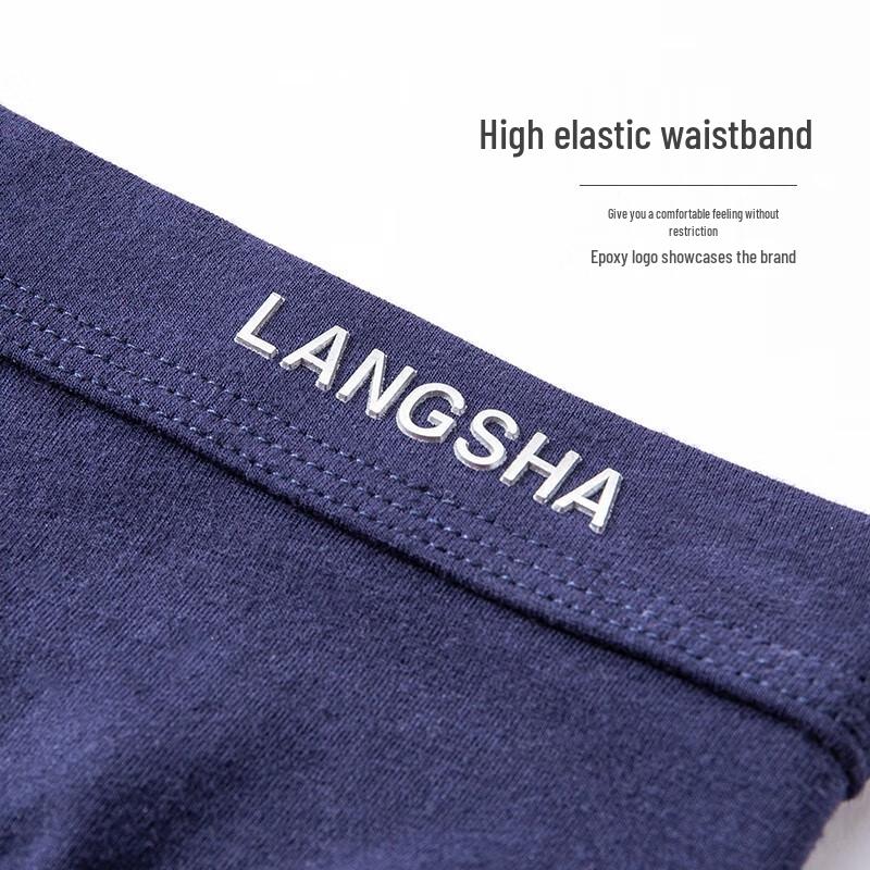 Langsha Men's 7A Antibacterial Cotton Briefs (4-Pack)