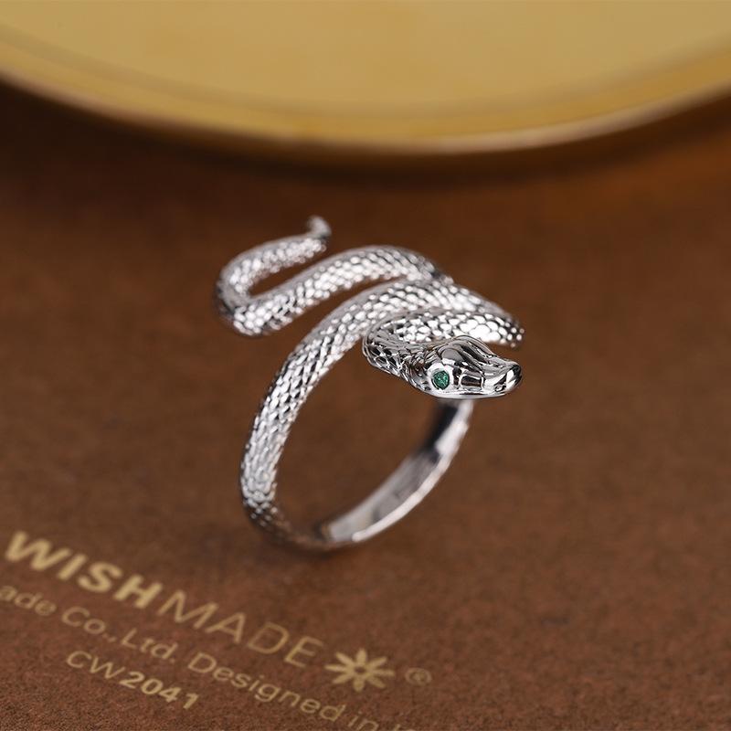 

Original 925 Sterling Silver Gold Snake Rings For Women Counple Wedding Engagement Silver Women s Vintage Ring Fine Jewelry resizable