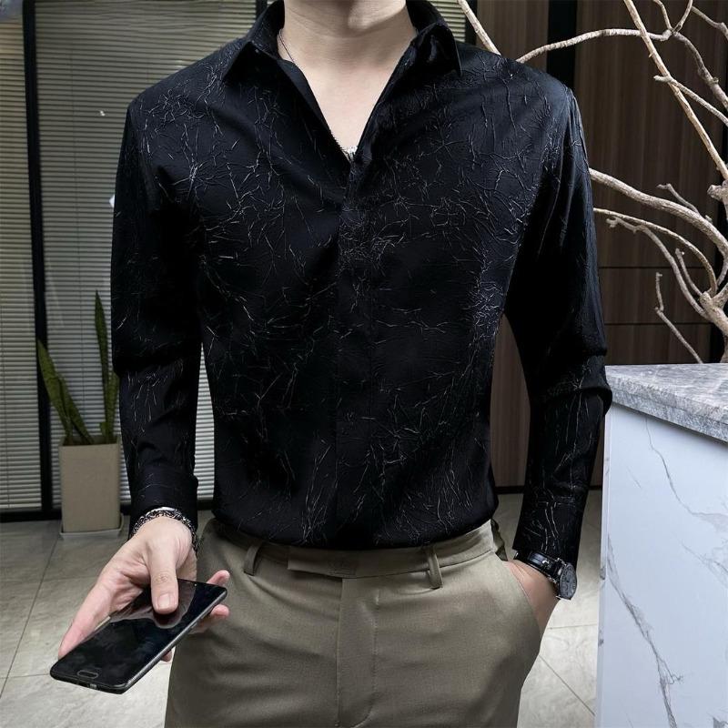 Spring Autumn New Fashion Polo Collar Long Sleeved Shirts Casual Versatile Western Loose Commuting Simple Comfortable Men's Top