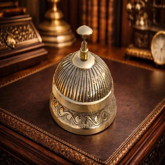 

Solid Brass working Reception Bell Victorian Floral Design, Desk Accent for Office, Hotel, or Home, gift for husband or boss