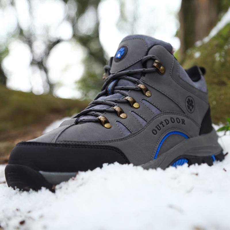 Winter High-top Cotton Shoes with Velvet Warm Walking Couple Shoes Outdoor Snow Non-slip Hiking Shoes