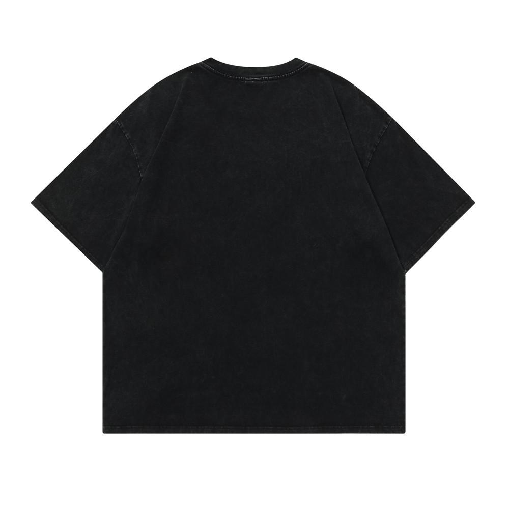 Pánské letní tričko s krátkým rukávem s potiskem amerického kresleného medvídka a trendy designem high street, distressed washed kulatý výstřih