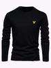 Long-sleeved T-shirt Men's 100% Cotton Soft Comfortable Top With Yellow Eagle Print 2025 New Casual Fashion High Quality Tee