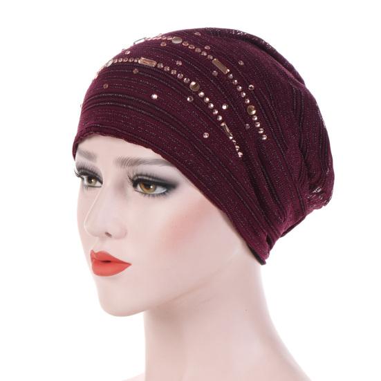 Cappello a turbante pieghevole sottile con strass Cappello lucido elastico Accessori per capelli da donna