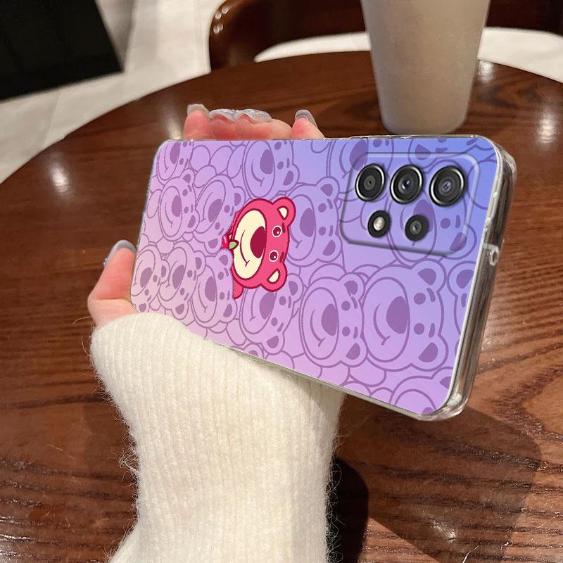Clear Case For Samsung Galaxy A57 A37 A56 5G A36 Cases A55 A54 A35 A26 A07 A17 A16 A06 A34 A15 Soft Cover Strawberry Bear Lotso