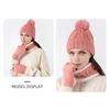 3Pcs/Set Winter Knitted Scarf Gloves Set Pom Pom Ball Fleece Lining Brimless Hat Touchscreen Gloves Neck Warmer Set