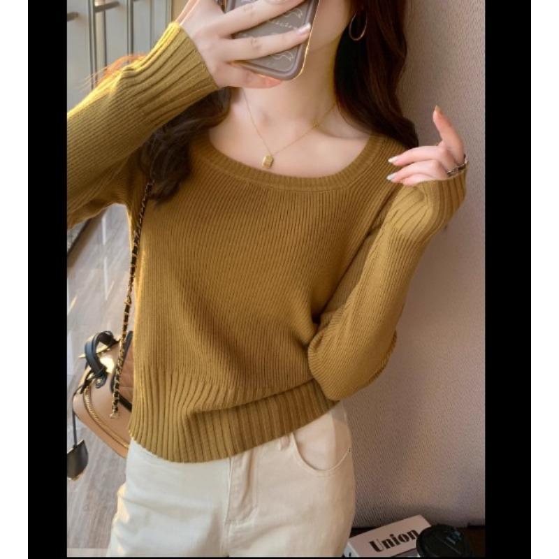 Dámský tenký pletený svetr Podzimní top se čtvercovým výstřihem Undercover Krátký Slim svetr