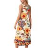Maxi Abito da Donna Senza Maniche con Tasche Stampa Floreale Bohemien Vestibilità Larga Estivo Casual da Spiaggia Vestito Estivo Tessuto Leggero