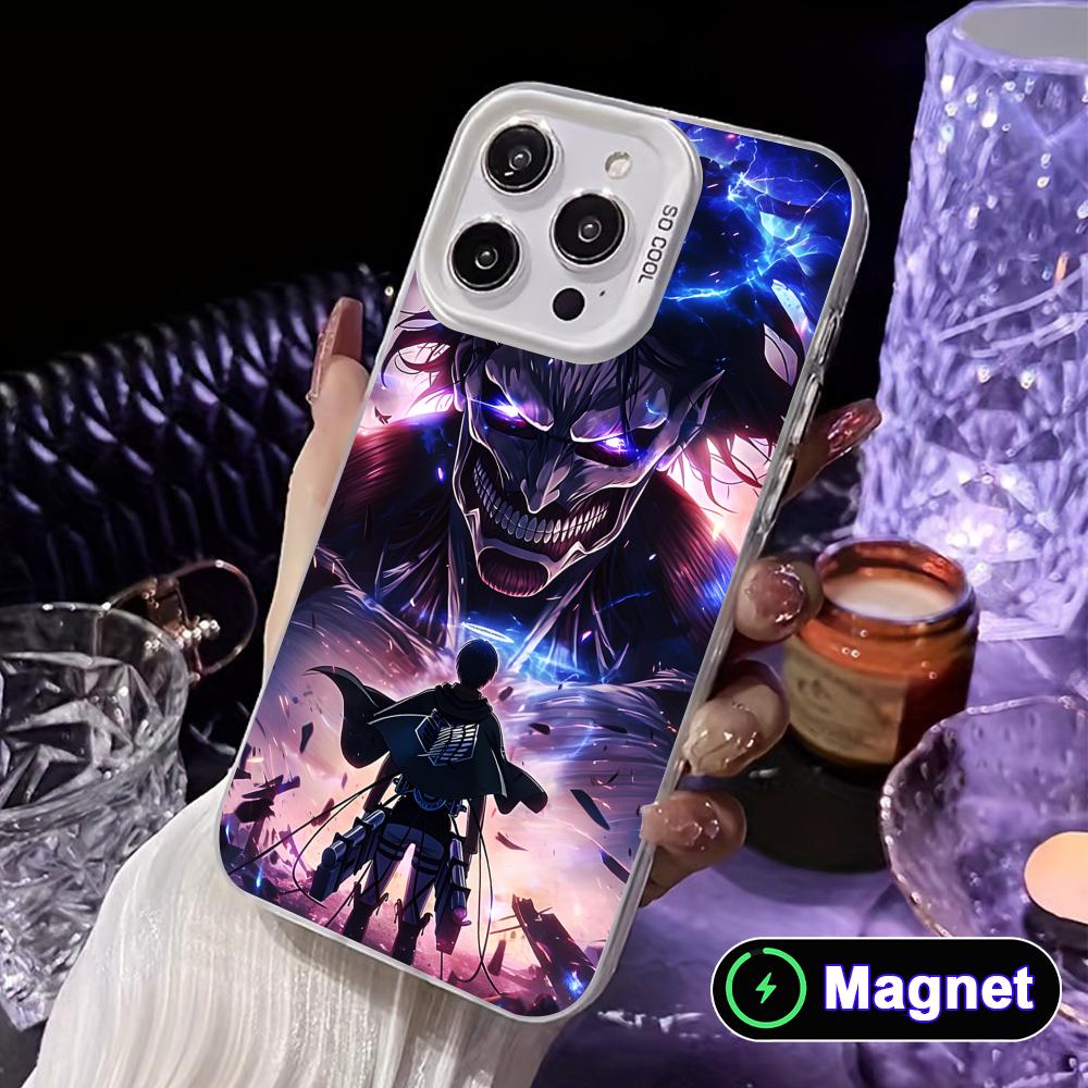 AOT Eren Yeager White Translucent MagSafe Mobile Phone Case for iPhone 17 16 15 14 13 12 11 X XR XS Air Pro Max Plus Cover