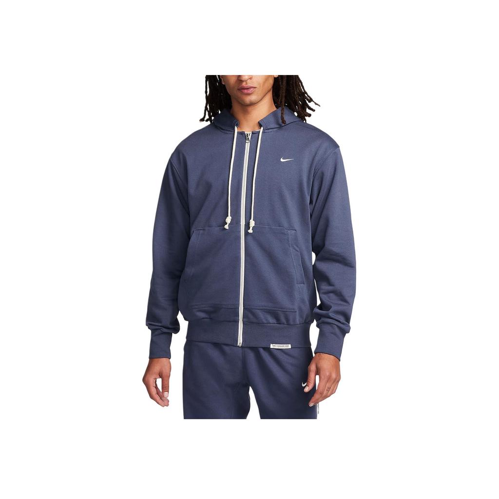 Nike Standard Issue Fz Hoodie With Solid Color Logo And Drawstring Men Outerwear Blue DQ5817-437