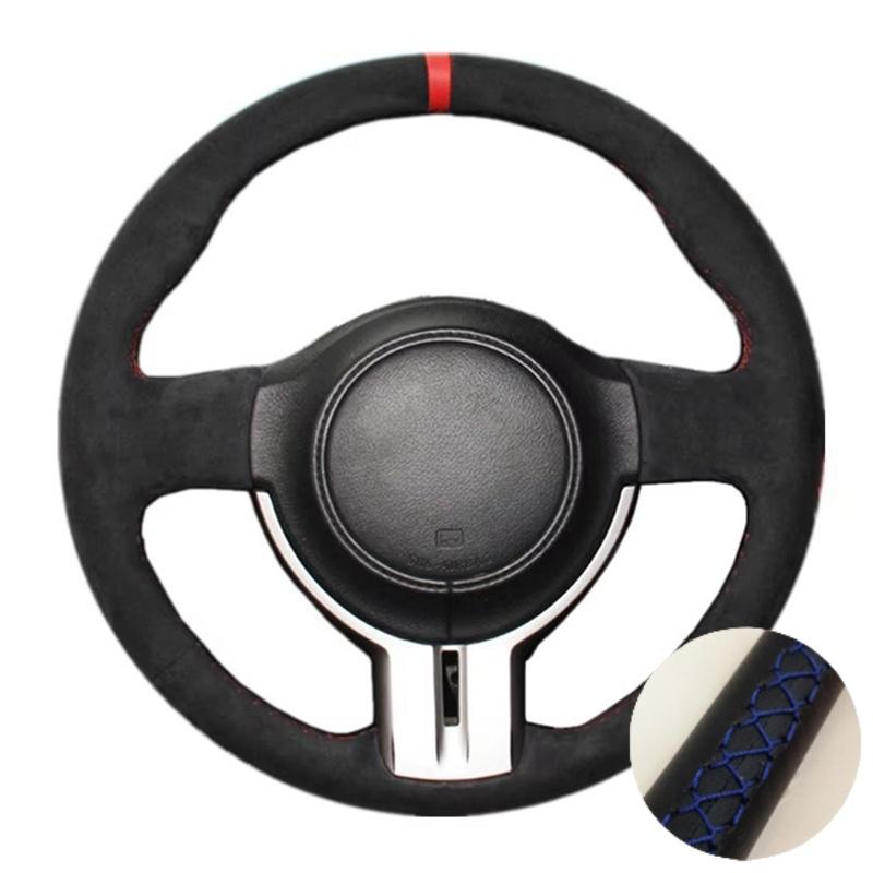 

Original Steering Wheel Braid Wrap For Toyota 86 Subaru BRZ Black Suede Leather DIY Hand-stitched Car Steering Wheel Cover Blue Thread