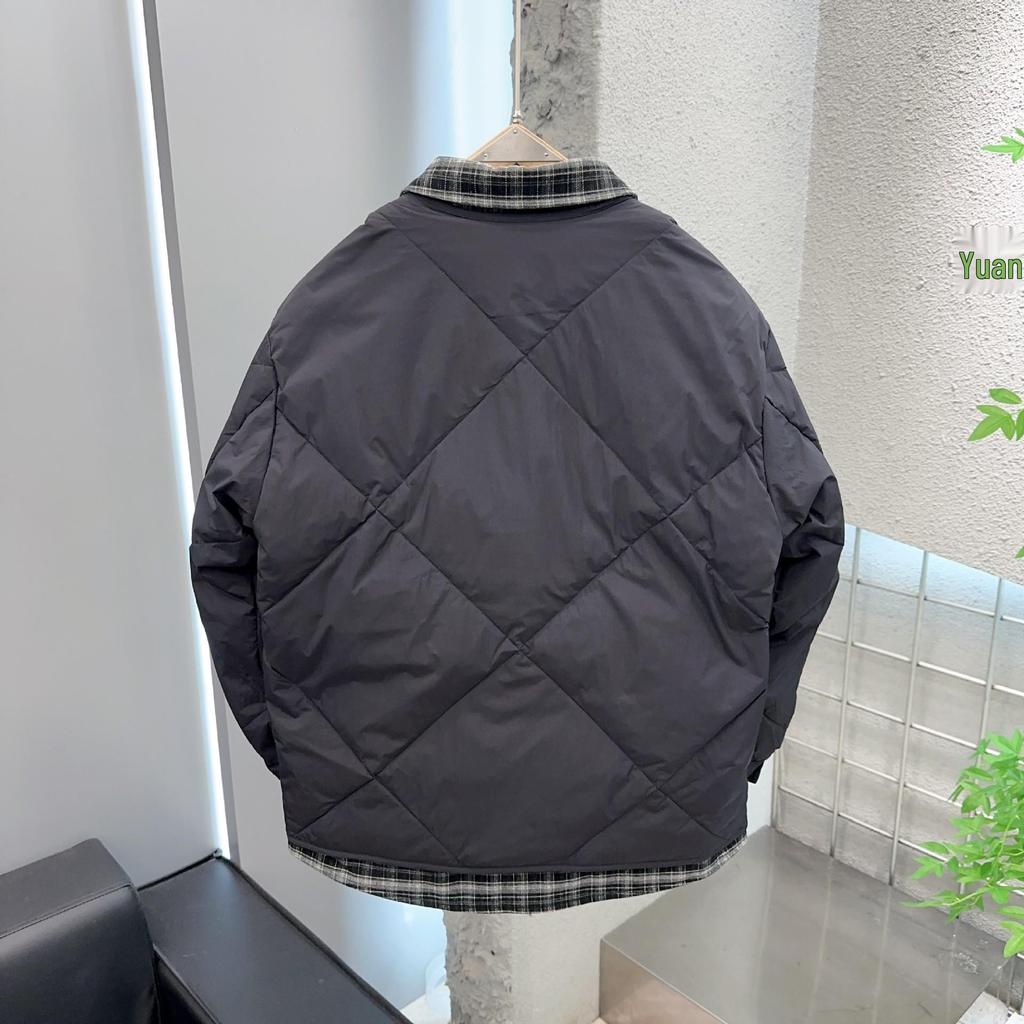 Herren Patchwork Leichte Daunenjacke 2025 - Faux Zweiteiler Revers Design, Warm und Stilvoll.