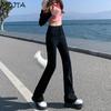 Fashion Spring Autumn All-match Blue Women Flared Jeans High Waist Denim Pants Stretch Slim Fit Trousers