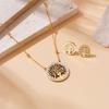Trendy Minimalist Round Hollow Tree of Life Pendant Earring Necklace Set
